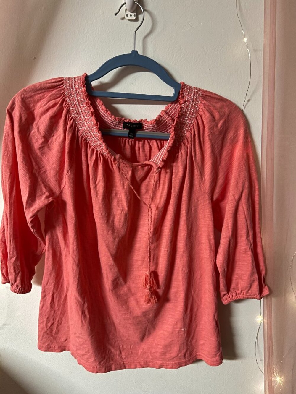 Talbots Coral Peasant Top | Size XS